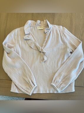 V.DE.VINSTER. Ruffle-Trim Long Sleeve Top in Light Blush